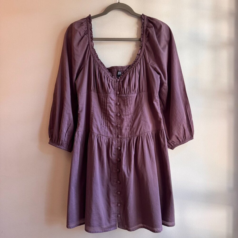 Urban Outfitters BDG Lydia Purple Prairie Mini Dress Cozy Fall Outfit Size XL - Picture 3 of 6
